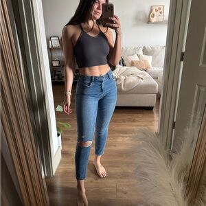 Abercrombie & Fitch Curve Love Blue Skinny Jeans with Distressed Details